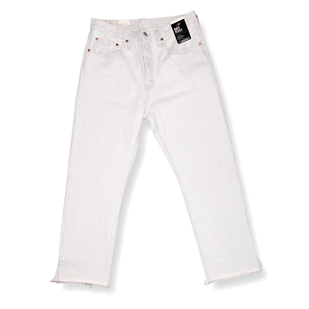 Levis Premium 501 Original Cropped Light Indigo - Blue - Picture 15 of 16